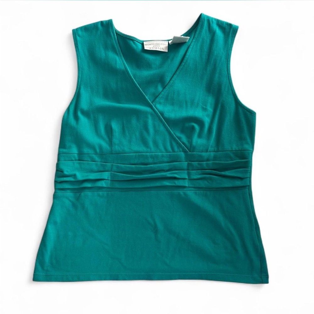 Worthington Teal Sleeveless Blouse